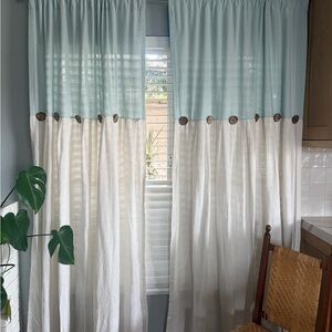 4 Panels (40X84) Chic Two-Tone Curtains with Button Details